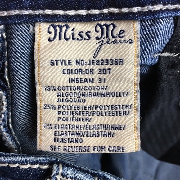 Miss Me Jeans Signature Bootcut Cross Embellishment Style JE8293BR Size 27 - Picture 8 of 11